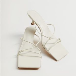 NWOT Mango Knots Heel Sandals in White